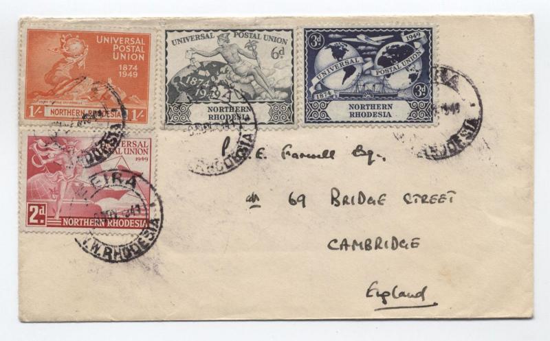 1949 Northern Rhodesia UPU set on cover to UK [y2207]