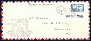 Canada Sc# C6 First Flight (Ottawa>Vancouver) 1939 3.1 Trans Canada Air Mail