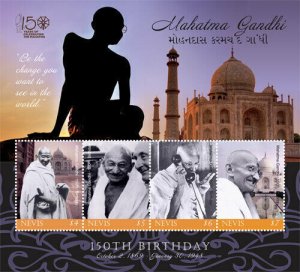 Nevis 2018 - Mahatma Gandhi, 150th Birthday - Sheet of 4v - Scott 1979 - MNH