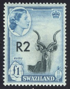 Swaziland 1961 QEII 2r on £1 black & turquoise-blue (Type II) MNH. SG 77a. Sc 79