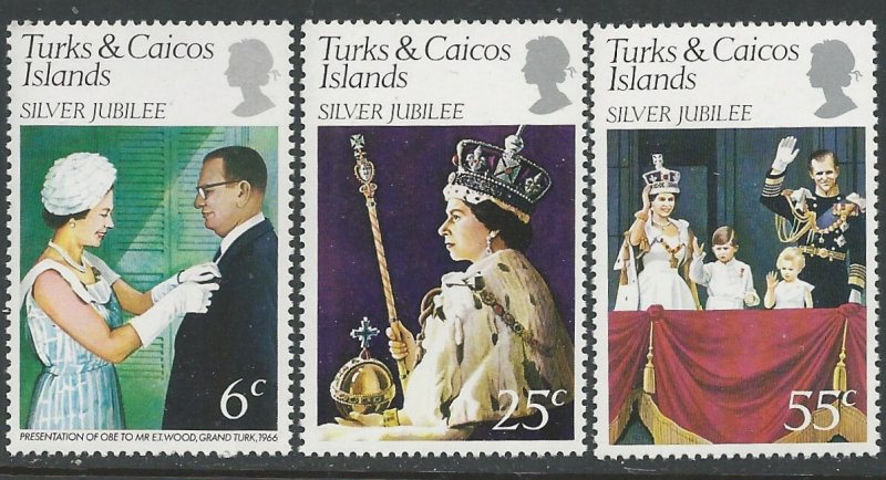 Turks & Caicos # 321-33 QE II Silver Jubilee  (3) Mint NH