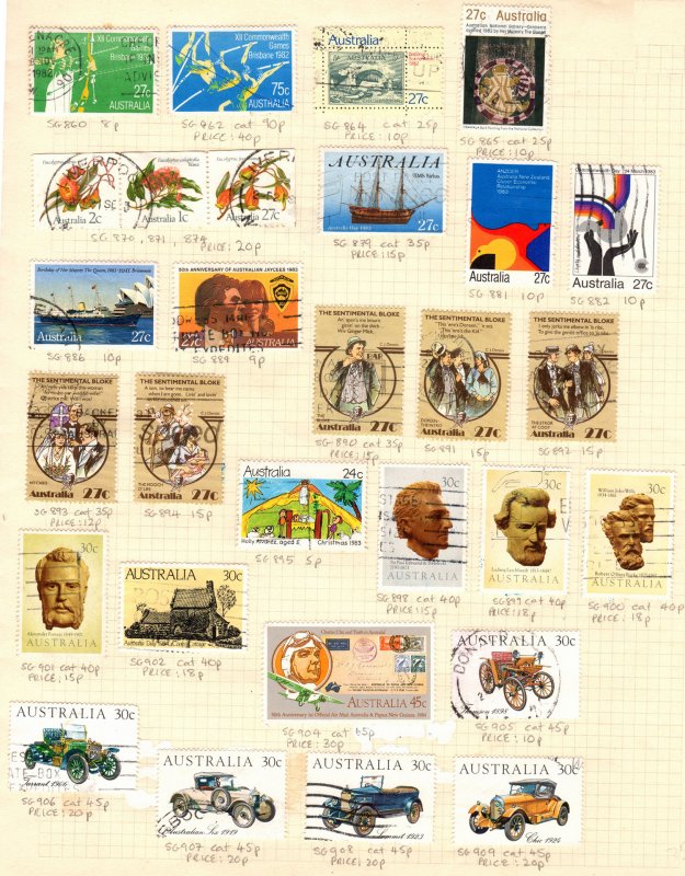 120 Australia stamps mostly used collection hinged Queen Victoria to 1970s