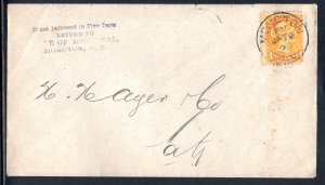 Canada - Jan 23,1895 Moncton, NB 1c Cover For Delivery Within City