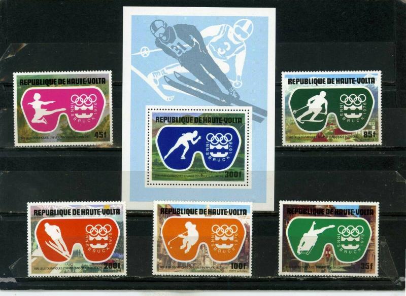 UPPER VOLTA 1976 WINTER OLYMPIC GAMES INNSBRUCK SET OF 5 STAMPS & S/S  MNH 