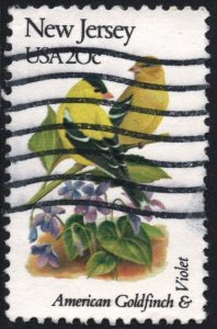 SC#1982A 20¢ State Birds & Flowers: New Jersey; Perf 11¼ x 11 (1982) Used