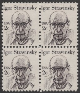 SC#1845 2¢ Igor Stravinsky Block of Four (1982) MNH