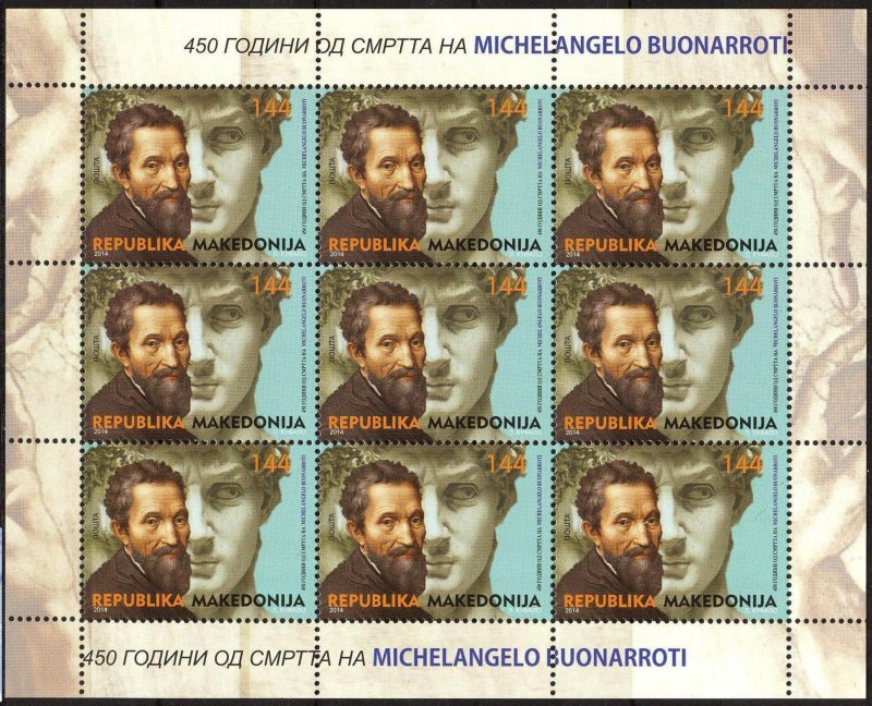 Macedonia 2014 Art Sculpture Michelangelo Buonarroti sheet MNH**
