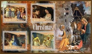 Stamps. Art, Painting.Christmas 2022 year 1+1 sheets perf Uganda