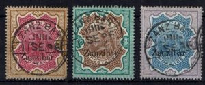 ZANZIBAR SG19/21 1895 HIGH VALUE OVERPRINTS ON INDIA USED (d)