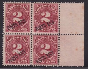 Puerto Rico US Possession Stamp J2 Block MNH Mint Never Hinged 25 &36 deg overpt