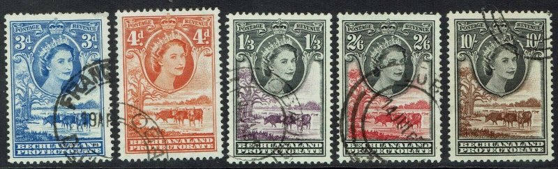 BECHUANALAND 1955 QEII CATTLE RANGE TO 10/- USED 