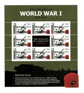 Gibraltar 2015 - World War 1 - Machine Guns - Sheet of 8 stamps - MNH