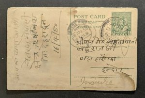 1950 Rishikesh Dehra Dun India Postal Stationary Cover to Indore City HandG A60