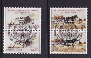 United Nations Geneva  #135-136  cancelled  1985  UN anniversary .  pair