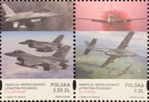 Poland Polen Pologne 2008 Aviation airplanes strip of 2 stamps MNH