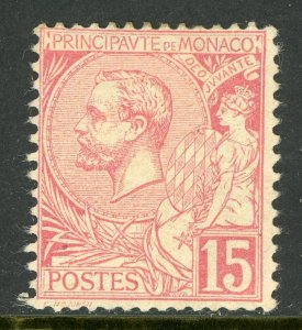 Monaco 1891 Prince Albert 15¢ Rose Scott # 17 Mint E915