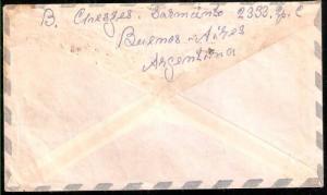 AARG-327 ARGENTINA 1962 AIR MAIL LETTER BSAS-USA 11 ps METER CANCELATION