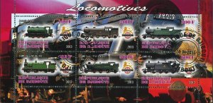 Djibouti Train Locomotive Souvenir Sheet of 6 Stamps