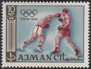 Ajman 1965 MNH Sc #28 10np Boxers 1964 Tokyo Olympics