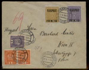 Austria 1918 1st Airmail Cover Wien Vienna Krakau Cracow Poland 91006