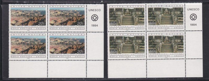 United Nations -New York #  421-422, Inscription Blocks of Four, NH, 1/3 Cat.