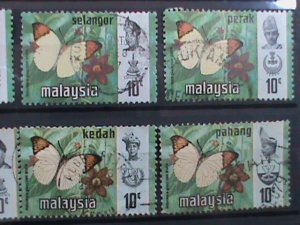 ​MALAYSIA-1971-VERY OLD LOVELY BUTTERFRIES USED 12 STAMPS-#M49 -VERY FINE