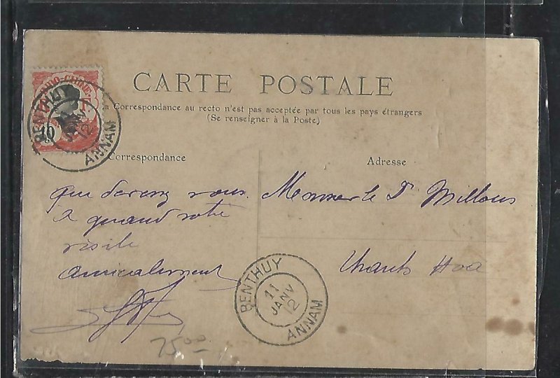 FRENCH INDOCHINA  (PP3008B)  1912   PPC FROM  PENTHUY, ANNAM     