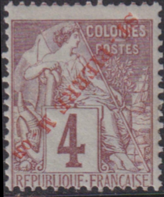 St. Pierre 1891 SC 24 Var MLH Red Overprint RARE 