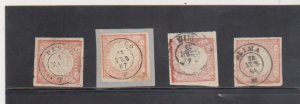 Peru Scott # 12 used 1862-63 1d red Coat of Arms 4 Different Town Cancel