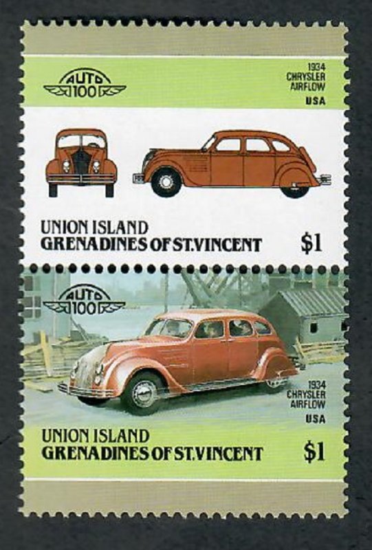 St. Vincent Grenadines - Union Island #157 Cars MNH attached pair