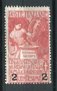 ITALY; Early 1911 surcharged issue Mint hinged 2/10c. value