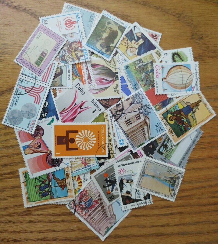 Cuba  stamp accumulation, kiloware ,200 different used off paper stamps,