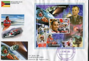 Mozambique 2007 FORMULA 1 LEWIS HAMILTON SENNA s/s Perforated in Official FDC