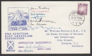 GREENLAND 1963 Scottish Expedition cover - signed by 8 team members.........Q655 