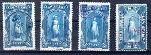 NBL1-4, Used Set, 1884 Law Stamps, New Brunswick Revenue Stamps