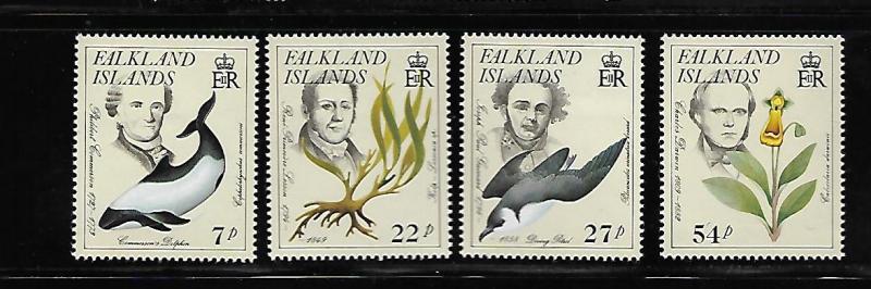 FALKLAND ISLANDS, 433-436, MNH, PHILIBERT COMMERSON 1727-1773, COMMERSON DOLPHIN