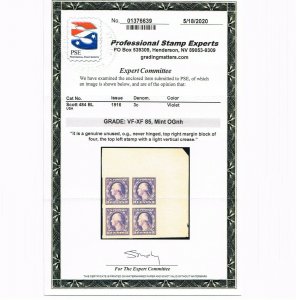 SCOTT #484 MASSIVE BLOCK OF 4 MINT OG NH 1916 TYPE-II PSE CERT GRADED VF-XF 85