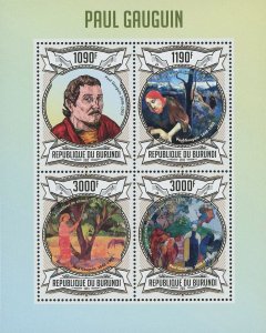 Paul Gauguin Painter Art Famous Souvenir Sheet of 4 Stamps Mint NH 