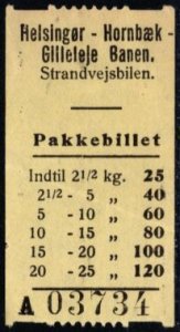 Vintage Denmark Helsingør-Hornbæk-Gilleleje Railway Package Ticket