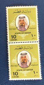 Qatar scott# 545 10d  green Sheikh Khalifa 2 stamps MNH