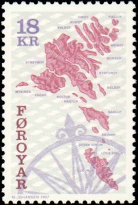 Faroe Islands #319-320, Complete Set(2), 1997, Maps, Never Hinged