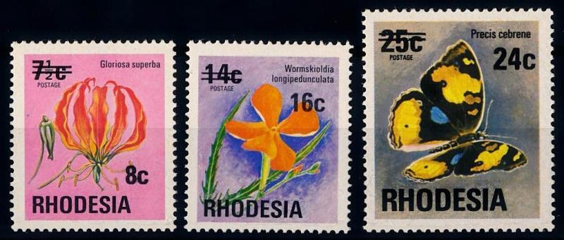 [67034] Zimbabwe Rhodesia 1976 Flora Flowers Blumen Butterfly Overprint  MNH