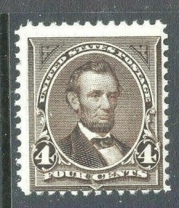 [ST]  US #269 Mint-NH ~ 4c Dark Brown  w/ DL Watermark---Free Shipping!