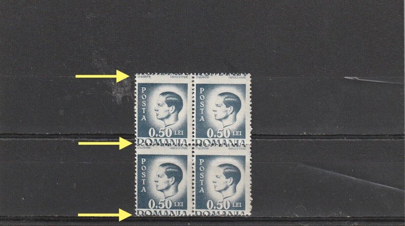 Romania STAMPS KING MICHAEL ROYAL ERROR MNH POST MIHAI 0.50 LEI BLOCK