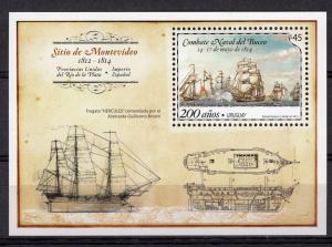 NAVY MILITARY WAR SPAIN INDEPENDENCY BOAT SHIP VESSEL URUGUAY 2014 MNH S/S 