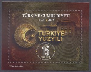 TURKEY - 2023 CENTENARY OF THE REPUBLIC OF TÜRKIYE - SOUVENIR SHEET MINT NH
