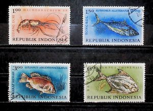 1963 INDONESIA Marine Life Lobster Kawakawa Snapper Pomfret Used A25P18F17555-