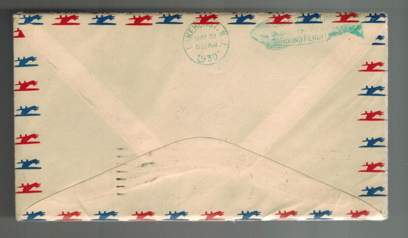 1930 USA Graf Zeppelin Cover Around the World to Cleveland OH # C15