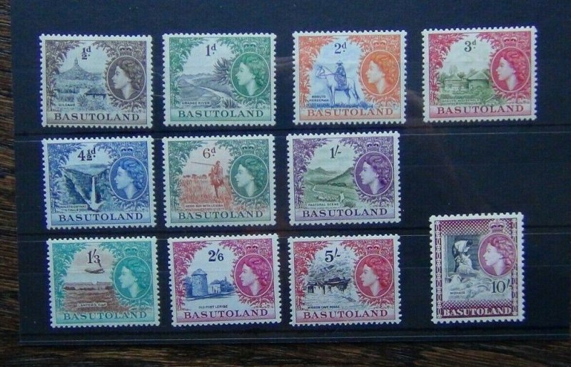 Basutoland 1954 - 1958 set to 10s LMM many MNH SG42 - SG53