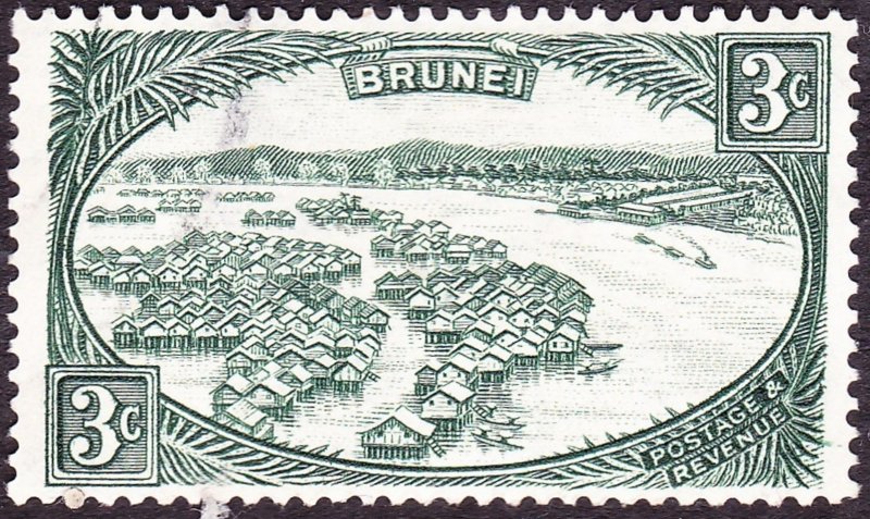 BRUNEI 1947 3c Green SG81 FU